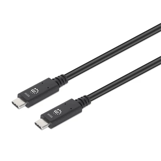 Manhattan Kábel - USB-A Male to USB-C Male, 1m, 100W / 5A, 4K@60Hz, Fekete
