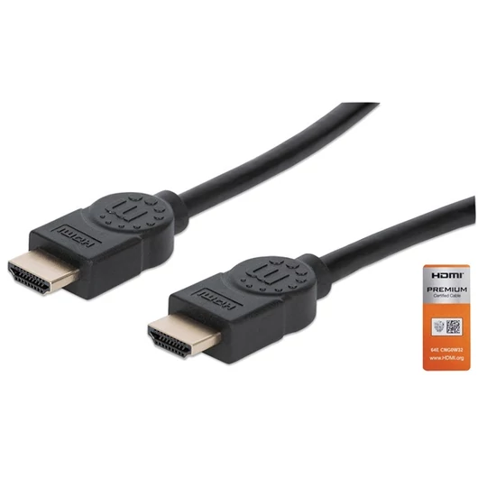 Manhattan Kábel - HDMI to HDMI (HDR, HEC, ARC, 4K@60Hz, HDR,  5m, 18 Gbps Fekete)