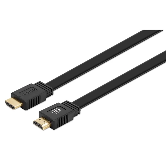 Manhattan Kábel - HDMI to HDMI lapos változat (HDR, HEC, ARC, 8K@60Hz, HDR,  5m, Fekete)