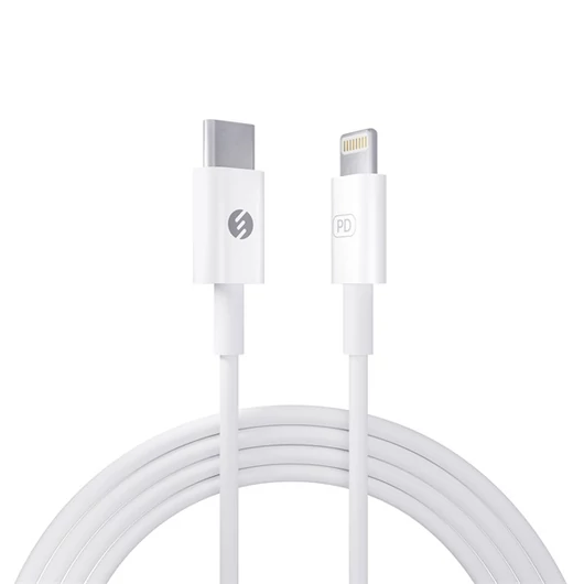 S-Link kábel - SL-C120 (2A, 20W, Gyorstöltés, Type-C to Lightning, adat + töltőkábel, fehér, 1m)