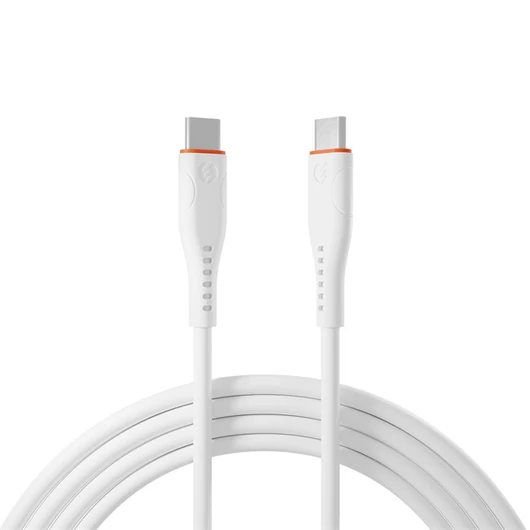 S-Link kábel - SL-X280E (3A, 60W, Gyorstöltés, Type-C to Type-C 100cm adat + töltőkábel, fehér)