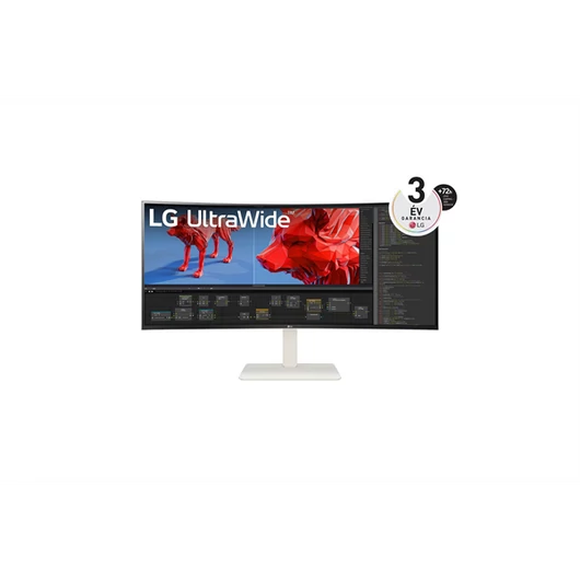 LG Ívelt IPS monitor 37.5" 38WR85QC-W, 3840x1600, 21:9, 450cd / m2, 1ms, 2xHDMI / DisplayPort / USB-C / USB, hangszóró