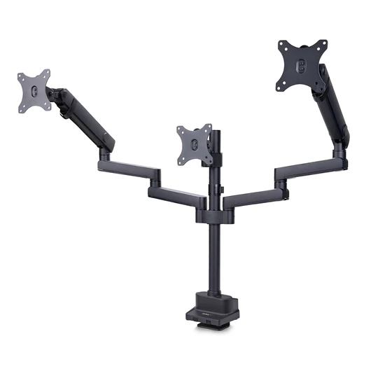 TRIPLE MONITOR DESK MOUNT TO 27INCH SCREENS SPRING ARMS