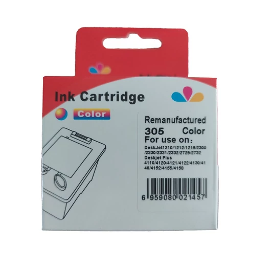 Utángyártott HP 3YM63AE Tintapatron Color No.305XL WHITE BOX show ink level Ecopixel