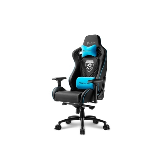 Sharkoon Gamer szék - Skiller SGS4 Black / Blue (állítható háttámla / magasság; 4D kartámasz; PVC; aluminium talp; 150kg-ig)