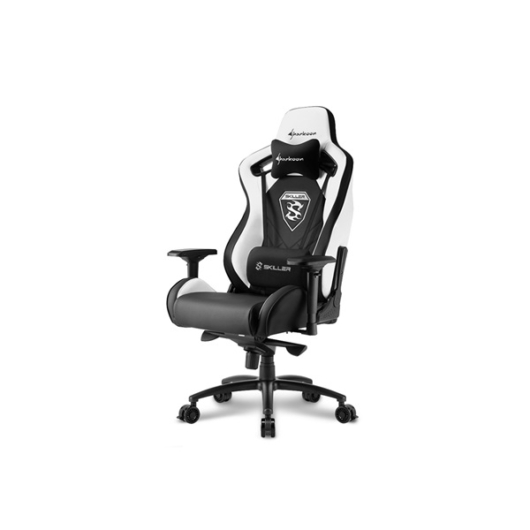 Sharkoon Gamer szék - Skiller SGS4 Black / White (állítható háttámla / magasság; 4D kartámasz; PVC; aluminium talp; 150kg-ig