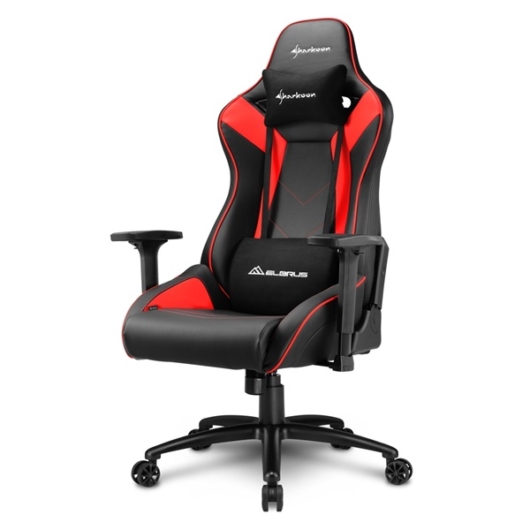 Sharkoon Gamer szék - Elbrus 3 Black / Red (állítható magasság; állítható kartámasz; műbőr; acél talp; 150kg-ig)