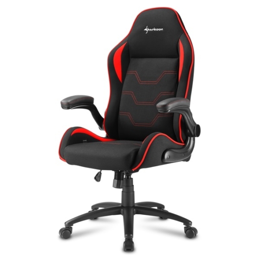 Sharkoon Gamer szék - Elbrus 1 Black / Red (állítható magasság; fix kartámasz; szövet; acél talp; 120kg-ig)