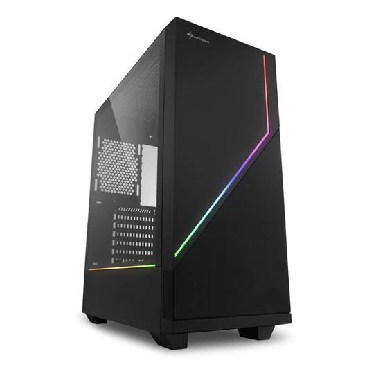 Sharkoon Számítógépház - RGB FLOW (fekete; ATX,mATX; alsó táp; 1x120mm v.; 2xUSB3.0, 1xUSB2.0, I / O)