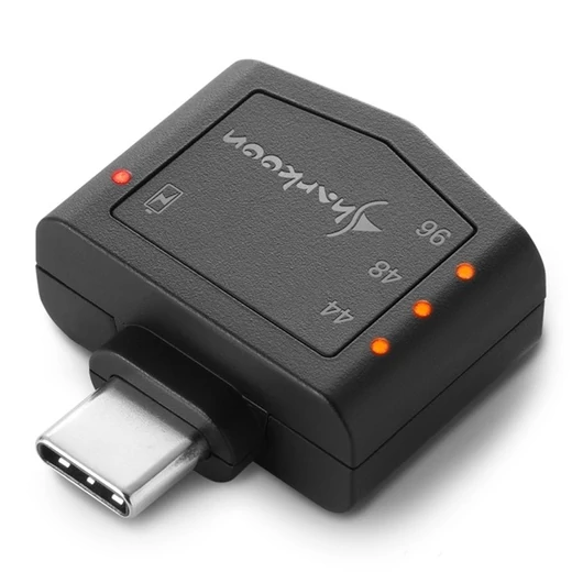 Sharkoon külső hangkártya - Mobile DAC PD (PC / PS4; USB-C - 3,5 mm Jack, 16-250 Ohm, 100mW, 100dB, fekete)