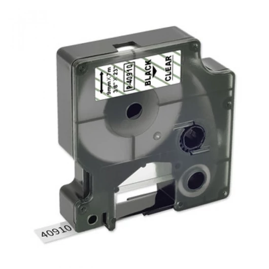 Utángyártott DYMO D1 40910 9mm x 7m átlátszó-fekete #S0720670 White Box