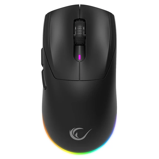 Rampage Vezeték Nélküli Egér - PROTE M5 (Pixart PAW3311, Huano 80M, 2400DPI, 400mAh, 6 gomb, RGB, Type-C, fekete)