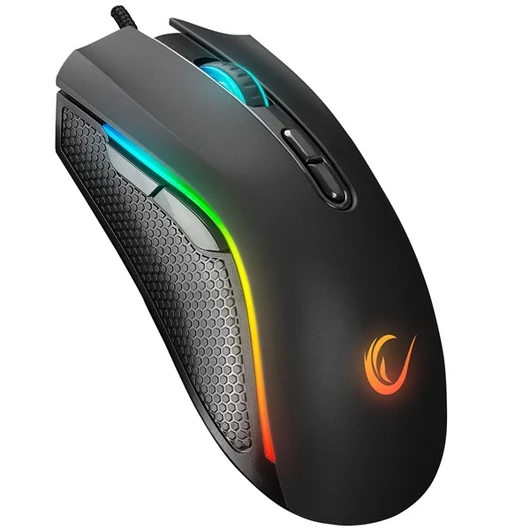Rampage Egér Gamer - SMX-R44 V2 Macro (12800 DPI, 7 gomb, makro, RGB LED, 1,8m fonott kábel, fekete)