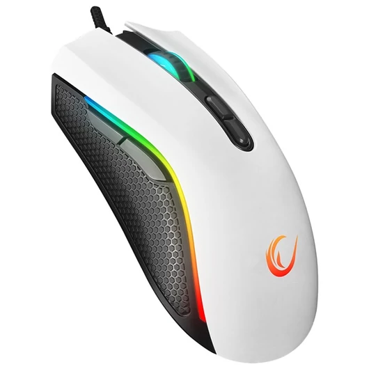 Rampage Egér Gamer - SMX-R44 V2 Macro (12800 DPI, 7 gomb, makro, RGB LED, 1,8m fonott kábel, fehér)