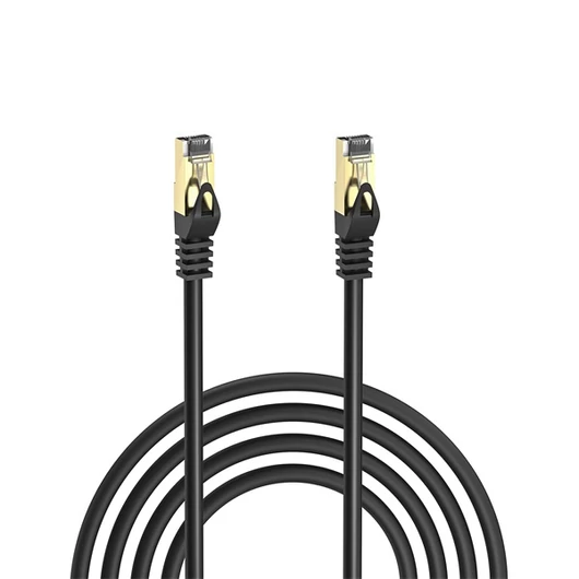 S-link Kábel - MM-CAT7015 (S / FTP patch kábel, CAT7, 10 GBPS, aranyozott, fekete, 15m)