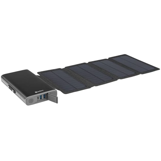 Sandberg Akkubank - Solar 4-Panel Powerbank 25000 (25000mAh; 1xUSB-C + 2xUSB-A; IPX4 vízálló)