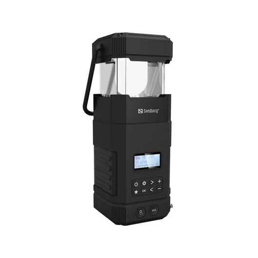 Sandberg Akkubank - Survivor Lantern All-in1 10000 (kültéri; USB-A + USB-C; FM rádió, Napelem, hangszóró, bluetooth, IPX5)