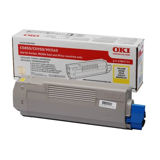 Oki C5850,5950 Toner Sárga 6000 oldalra Oki