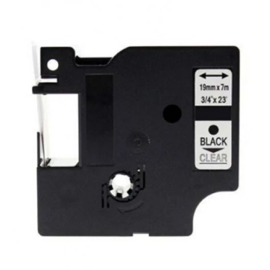 Utángyártott DYMO D1 45800 19mm x 7m átlátszó-fekete S0720820 White Box