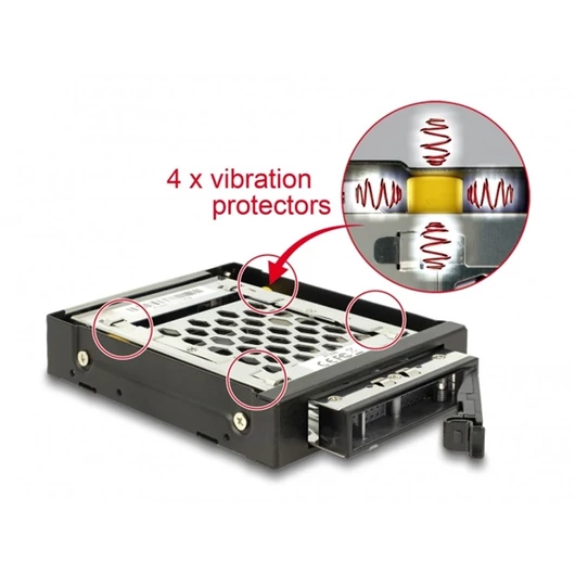 DELOCK Mobil rack 3.5" 1x 2.5" SATA / SAS HDD / SSD-hez rezgésvédelemmel