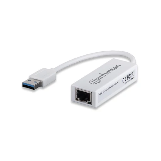 Manhattan Kábel átalakító - USB2.0 to RJ45 (10 / 100, Fehér)