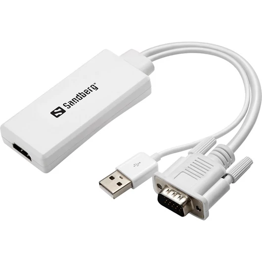 SANDBERG Kijelző konverter, VGA + Audio to HDMI Converter