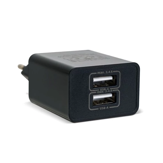 Delight Telefon töltő  - 2db USB, 5V / 2,4A, Fekete