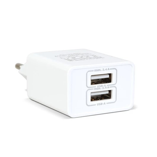 Delight Telefon töltő  - 2db USB, 5V / 2,4A, Fehér