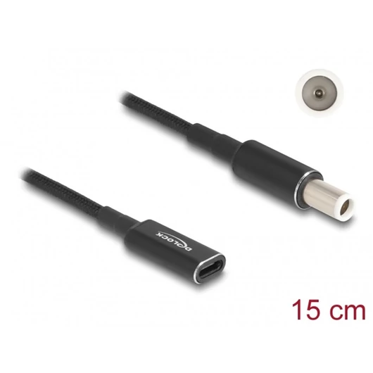 DELOCK Átalakító Laptop töltőkábel USB Type-C female > Dell 7.4 x 5.0mm male 15 cm