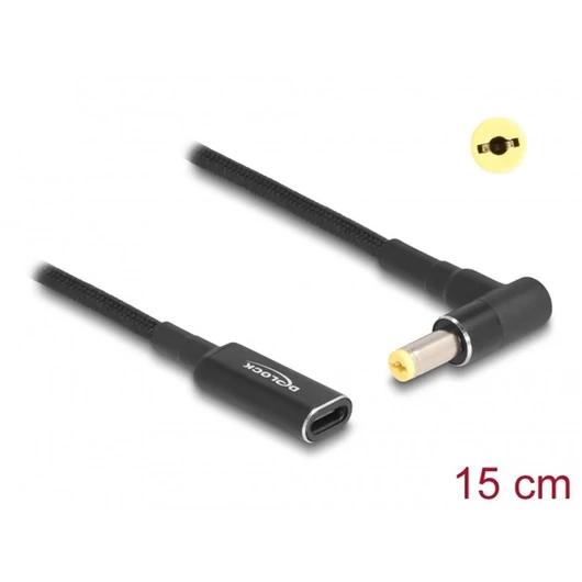 DELOCK Átalakító Laptop töltőkábel USB Type-C female > Acer 5.5 x 1.7mm male 90 fokos 15 cm