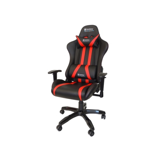 Sandberg Gamer szék - Commander Gaming Chair (állítható dőlés / magasság; párnázott kartámasz; PU + szövet; max.150kg-ig)