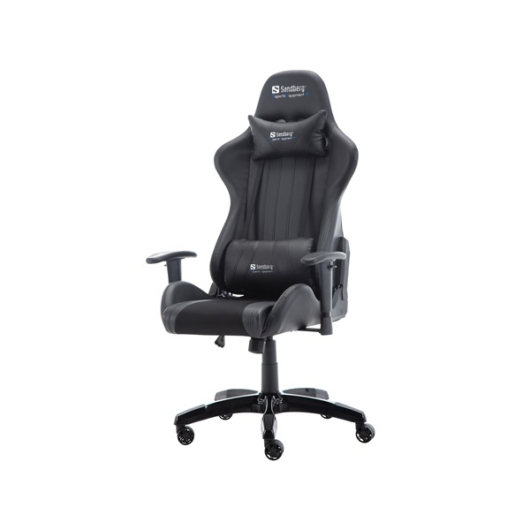 Sandberg Gamer szék - Commander Gaming Chair (fekete; áll. dőlés / magasság; párnázott kartámasz; PU + szövet; max.150kg-ig)