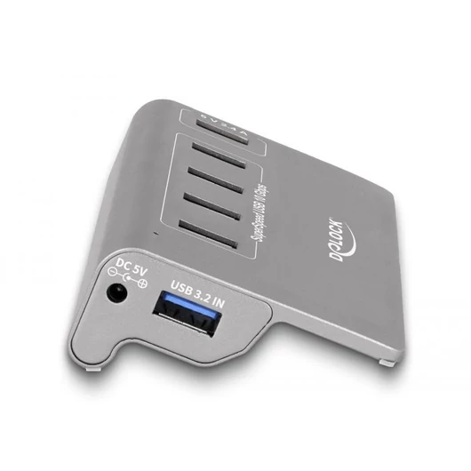 Delock USB 10 Gbps Hub 4 A-típusú USB porttal + 1 gyorstöltő porttal beleértve a tápellátást (64182)