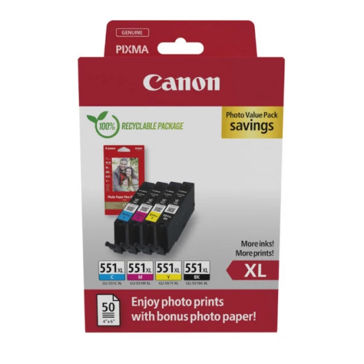 Canon CLI-551XL C/M/Y/Bk Tintapatron Multipack Canon
