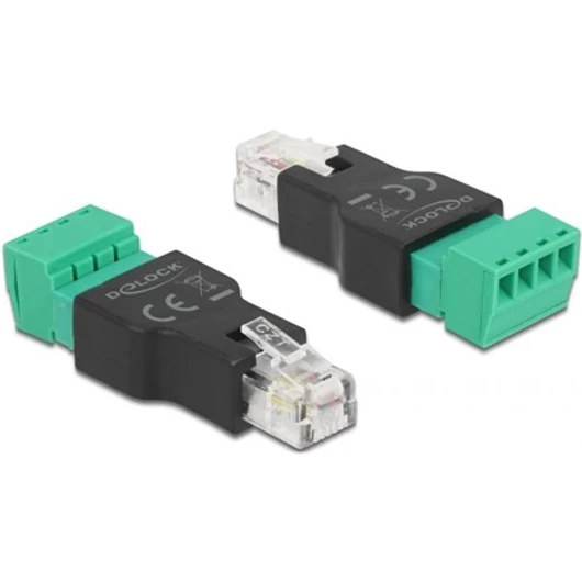 Delock RJ11 / 14 -> Terminal block 4pin M / F adapter fekete