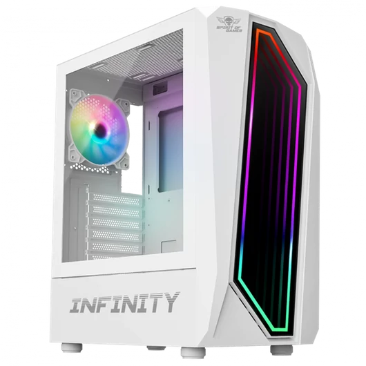 Spirit of Gamer Számítógépház - INFINITY White (fekete, ablakos, 8x12cm ventilátor, alsó táp,  ATX, 1xUSB3.0, 2xUSB2.0)