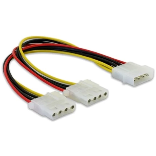 Delock Molex Power 4pin -> 2db Molex Power 4pin M / F tápkábel 0.11m