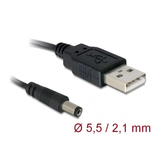 DELOCK tápkábel USB > DC 5.5 x 2.1mm male 1m