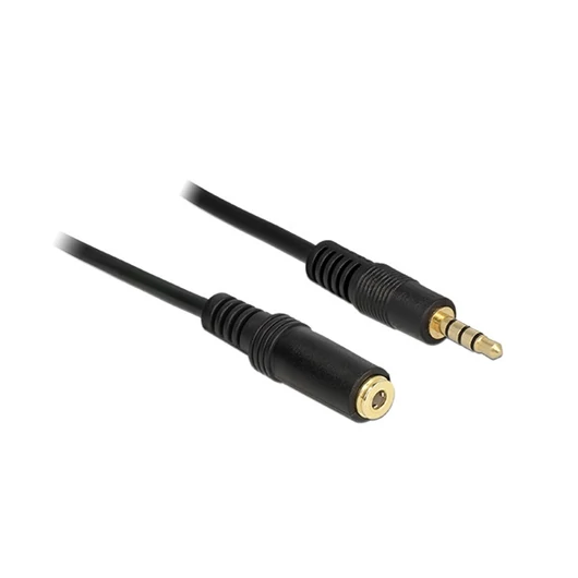 DELOCK kábel Stereo jack 3.5mm 4 pin male / female hosszabbító 2m fekete