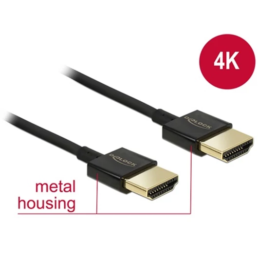 Delock HDMI 2.0 - HDMI 2.0 M / M video kábel 3m fekete slim premium