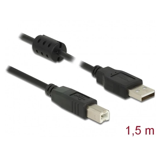 DELOCK kábel USB 2.0 Type-A male > USB 2.0 Type-B male 1.5m fekete