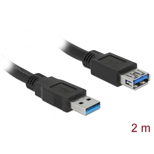 DELOCK kábel USB 3.0 Type-A male / female hosszabbító 2m fekete