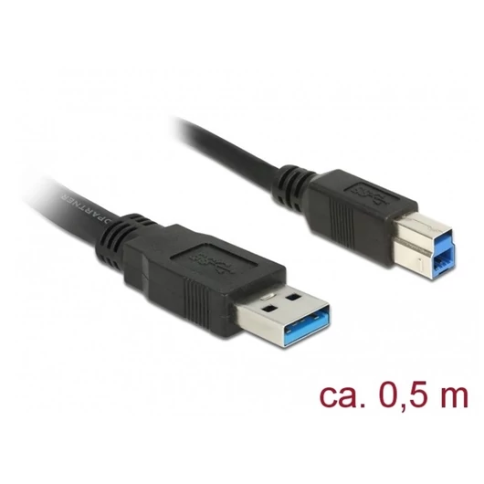 Delock Kábel - 85065 (USB3.0, A-B kábel, apa / apa, 0,5m)