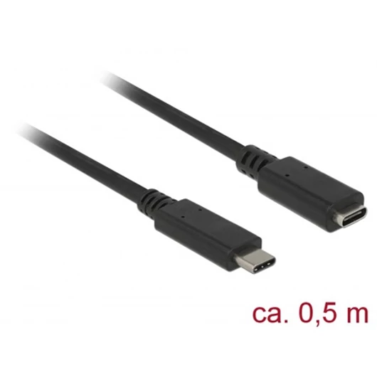 Delock USB-C - USB-C M / F adatkábel hosszabbító 0.5m fekete