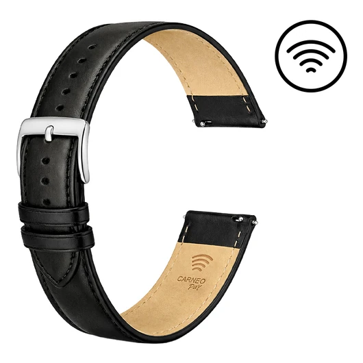 CARNEO PAY LEATHER 22MM BLACK STRAP