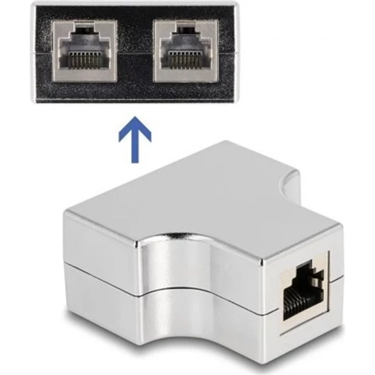 Delock RJ45 CAT5e STP -> 2db RJ45 CAT5e STP F / F splitter fém