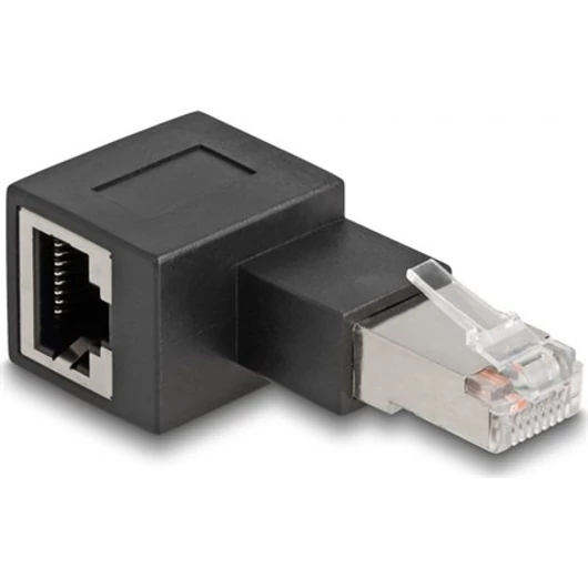 Delock RJ45 CAT6A UTP -> RJ45 CAT6A UTP M / F adapter fekete 90° bal