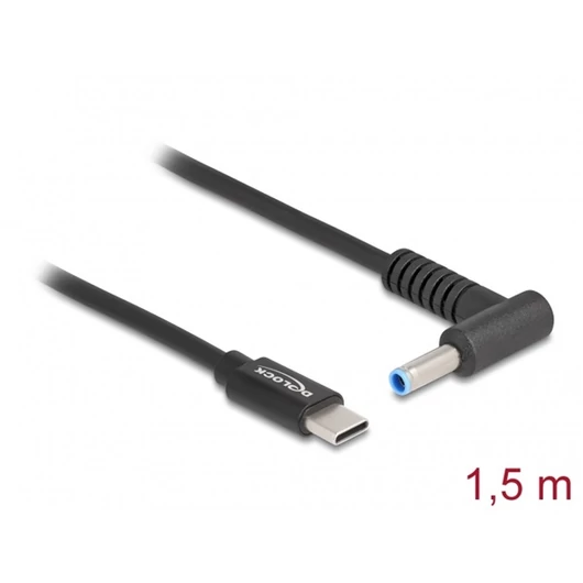 DELOCK kábel Laptop töltő USB Type-C male > HP 4.5 x 3.0mm male