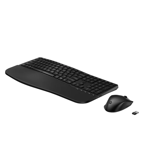 Az Ön igényeire szabott csomag<br>A HP 685 Comfort két üzemmódú billentyűzet és egér természetes módon illeszkedik a vállalkozásához. A továbbfejlesztett kialakításnak köszönhetően kényelmesen gépelhet és kattinthat. A programozható gyorsbillentyűkk