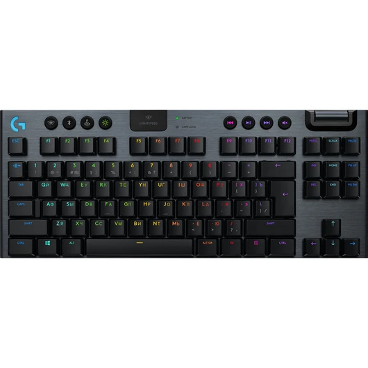 G915 TKL numerikus billentyűk nélküli LIGHTSPEED vezeték nélküli RGB megvilágítású, játékhoz tervezett mechanikus billentyűzet